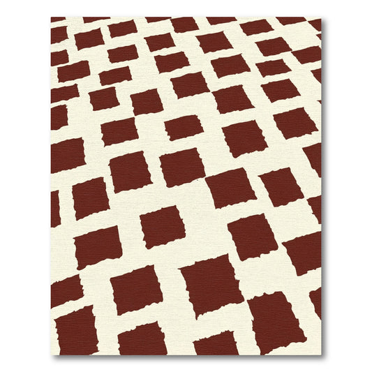 Minimalist Red Ochre Square Grid Rug