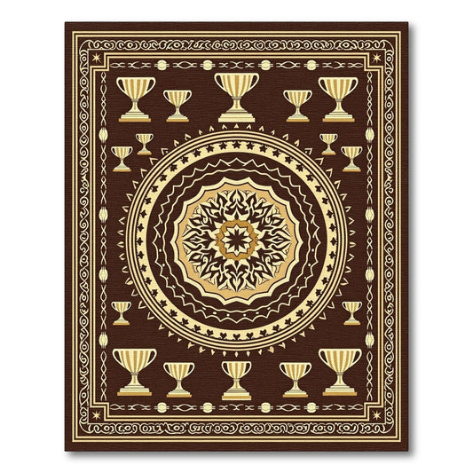 Brown Gold Trophy Medallion Rug