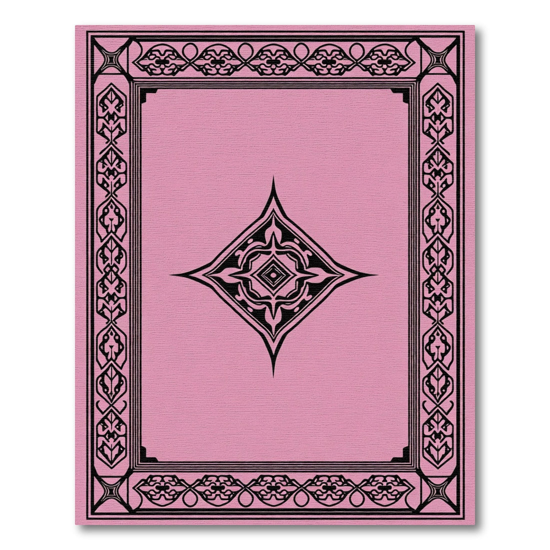 Pink Black Geometric Medallion Frame Rug