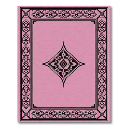 Pink Black Geometric Medallion Frame Rug