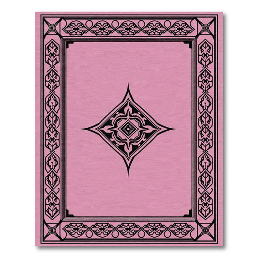 Pink Black Geometric Medallion Frame Rug