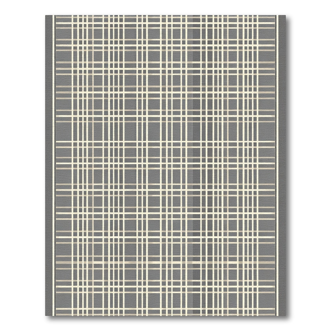 Gray and Cream Checked Grid Rug