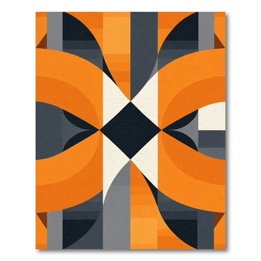 Bold Orange Abstract Geometric Swirl Rug