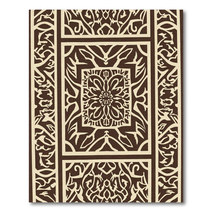 Brown Cream Intricate Floral Square Rug