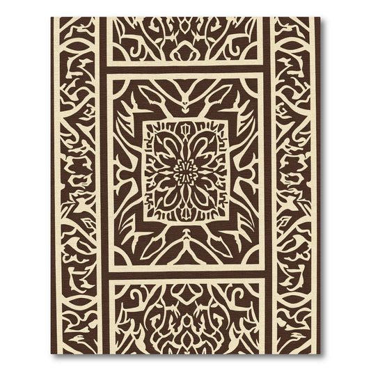 Brown Cream Intricate Floral Square Rug