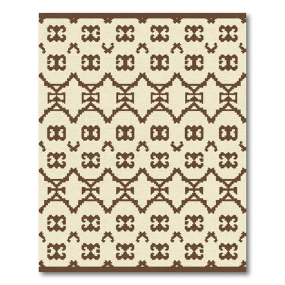Brown Geometric Repeating Ethnic Motif Rug