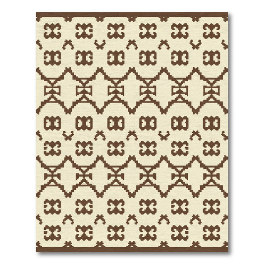 Brown Geometric Repeating Ethnic Motif Rug