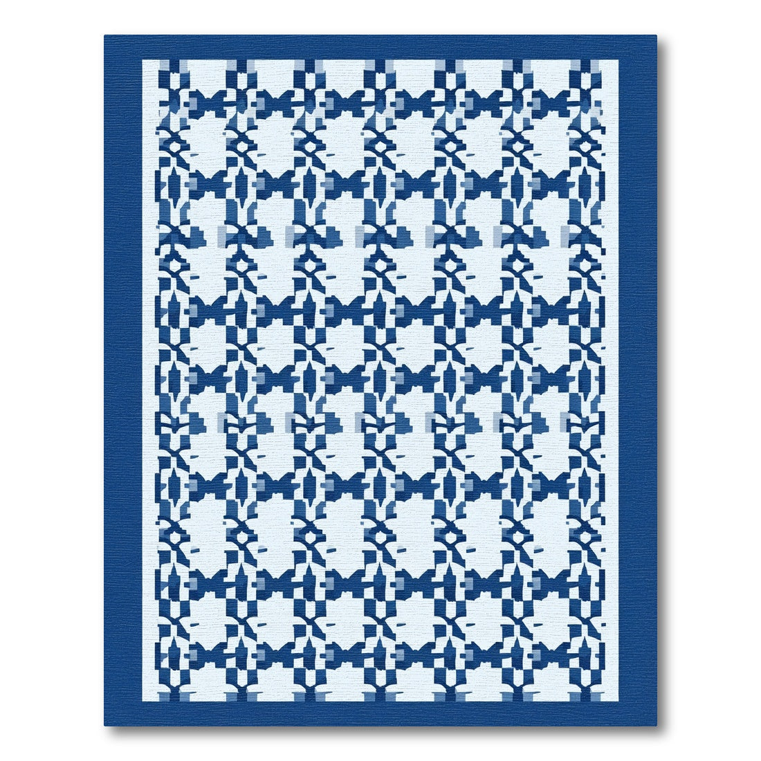 Cobalt Blue Geometric Weave Rug