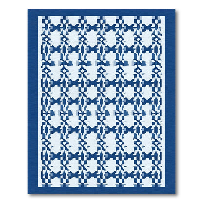 Cobalt Blue Geometric Weave Rug