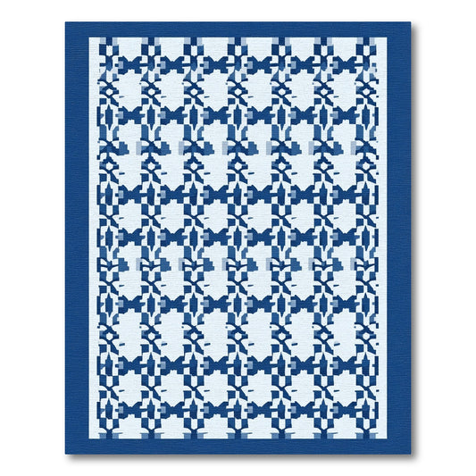 Cobalt Blue Geometric Weave Rug