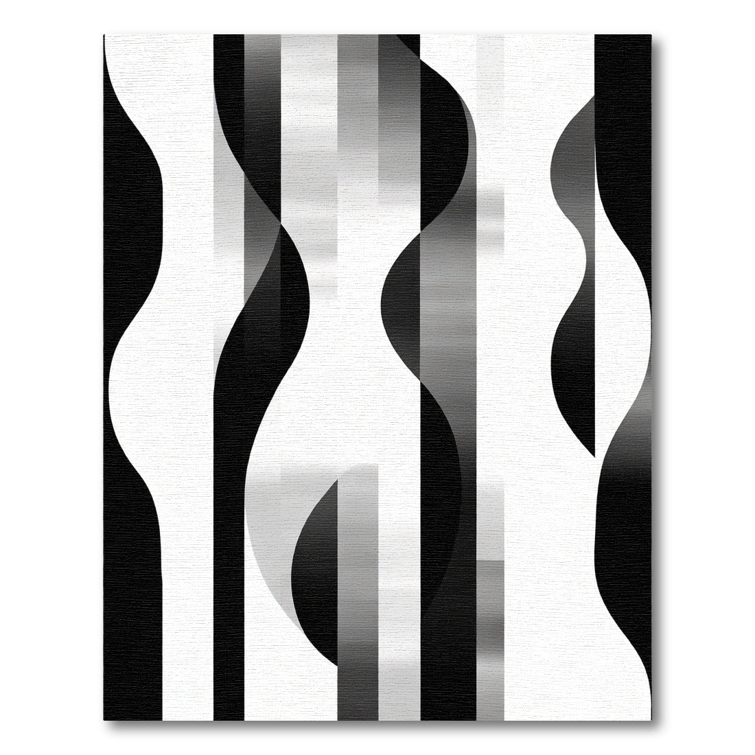 Monochrome Vertical Wave and Stripe Rug
