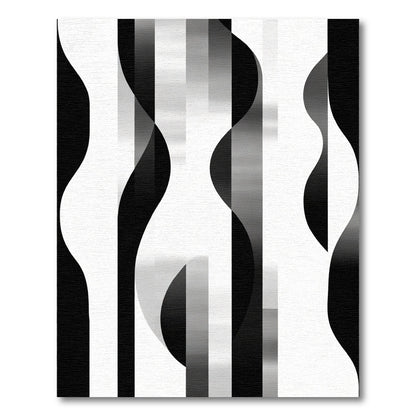 Monochrome Vertical Wave and Stripe Rug
