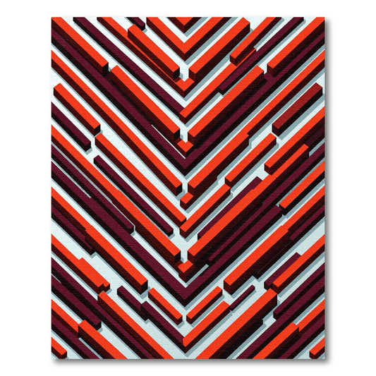 Crimson Maroon Angled Chevron Lines Rug