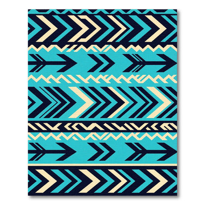 Geometric Teal Chevron Arrow Striped Rug