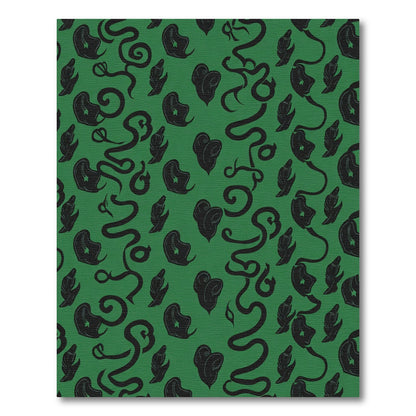 Earthy Green Whimsical Vine Botanical Rug
