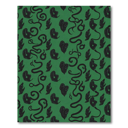Earthy Green Whimsical Vine Botanical Rug
