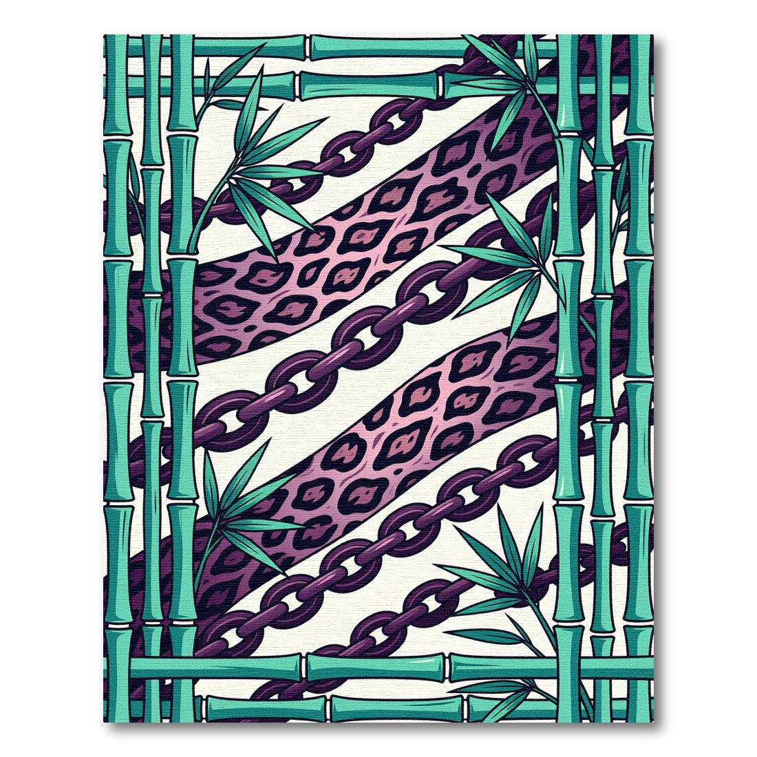 Tropical Leopard Chain Bamboo Fusion Rug