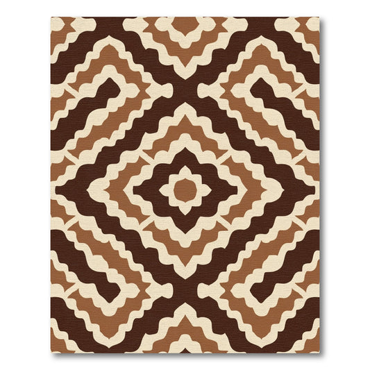 Earthy Diamond Wave Symmetry Rug