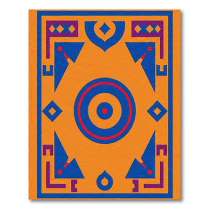 Bold Orange Geometric Medallion Rug