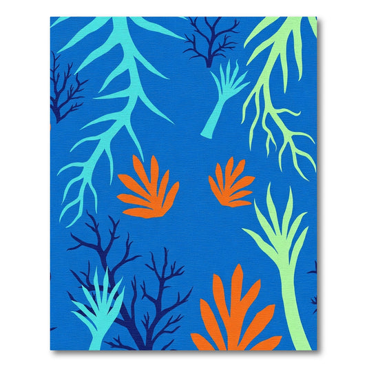 Bright Orange Coral Abstract Branch Rug