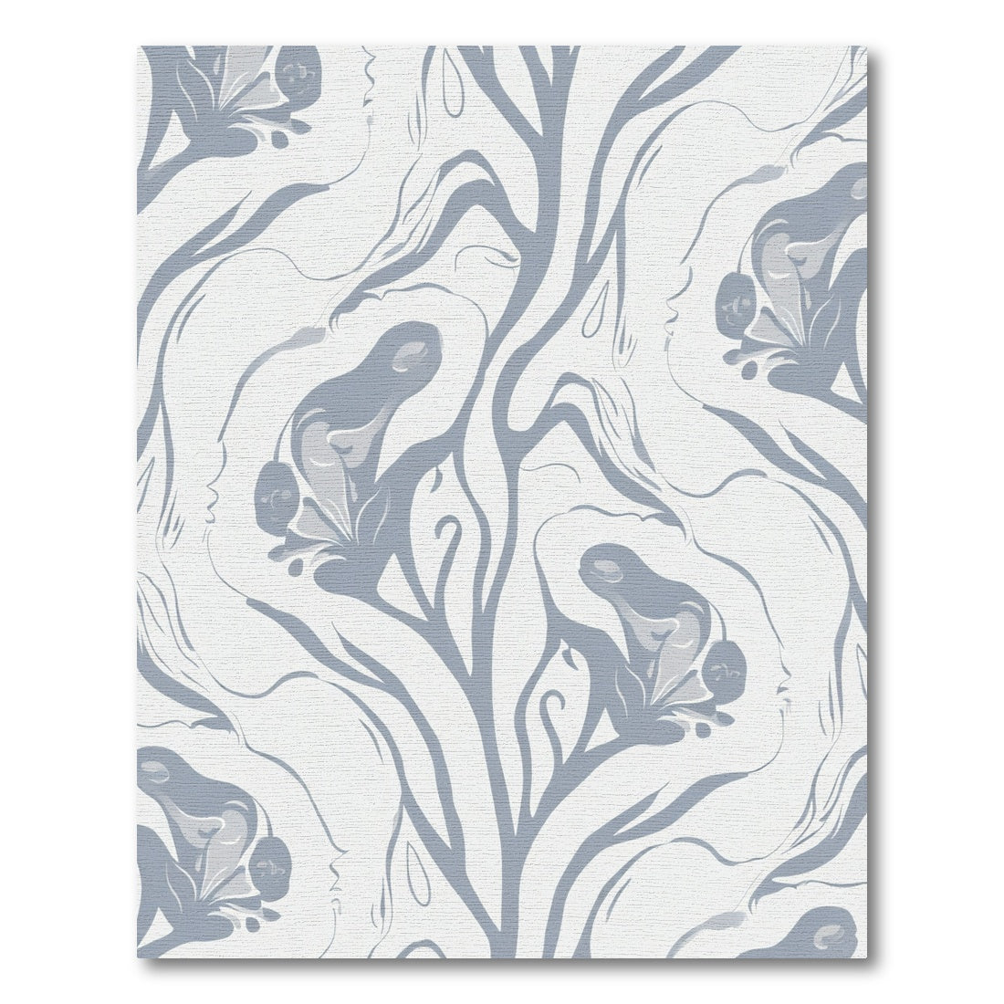 Soft Blue Floral Branch Strokes Rug