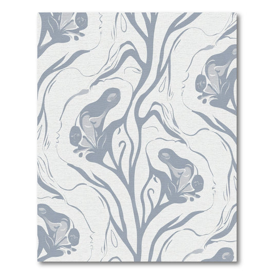 Soft Blue Floral Branch Strokes Rug