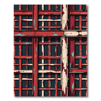 Weathered Red Wood Lattice Rug
