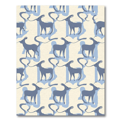 Blue Deer Cream Shadow Repeat Rug