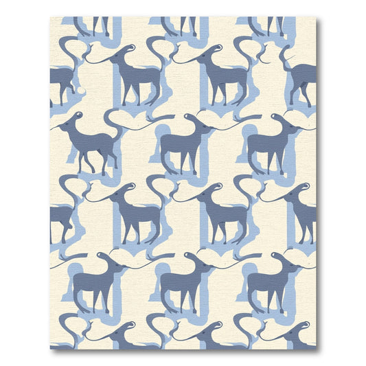 Blue Deer Cream Shadow Repeat Rug