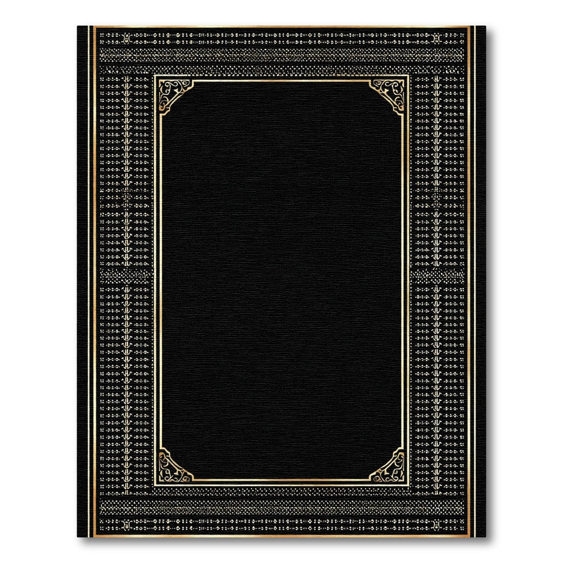 Black Gold Ornate Border Rug