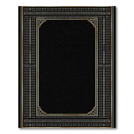 Black Gold Ornate Border Rug