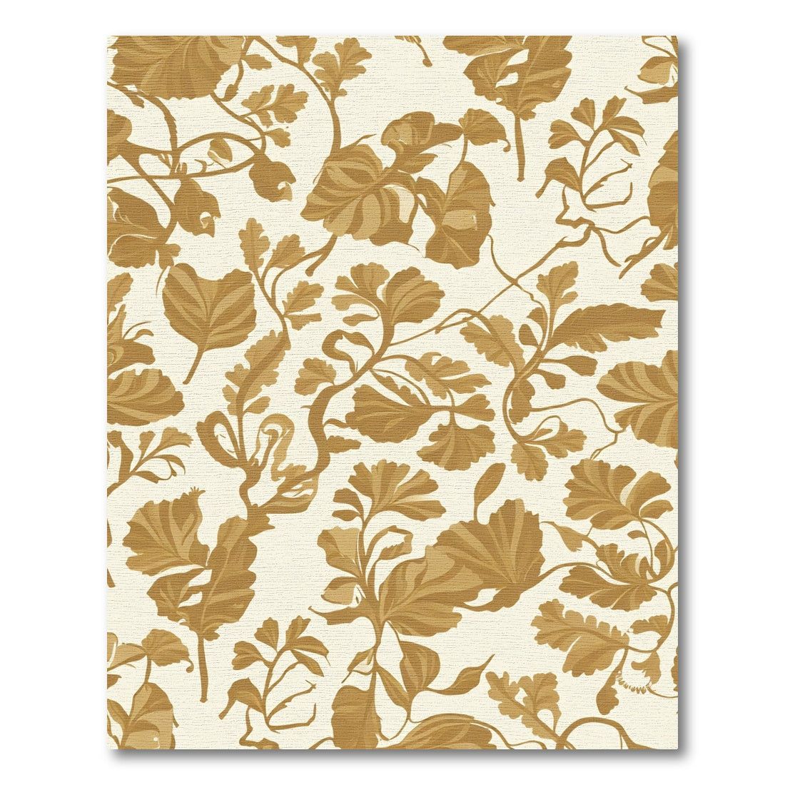Golden Olive Botanical Scroll Rug