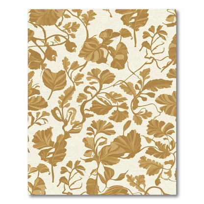 Golden Olive Botanical Scroll Rug