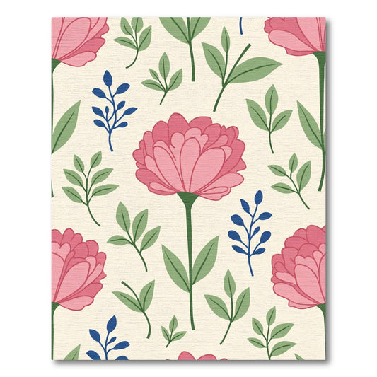 Pink Floral Sprigs Meadow Composition Rug