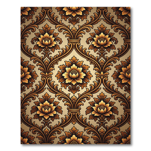 Rich Golden Laurel Scroll Rug