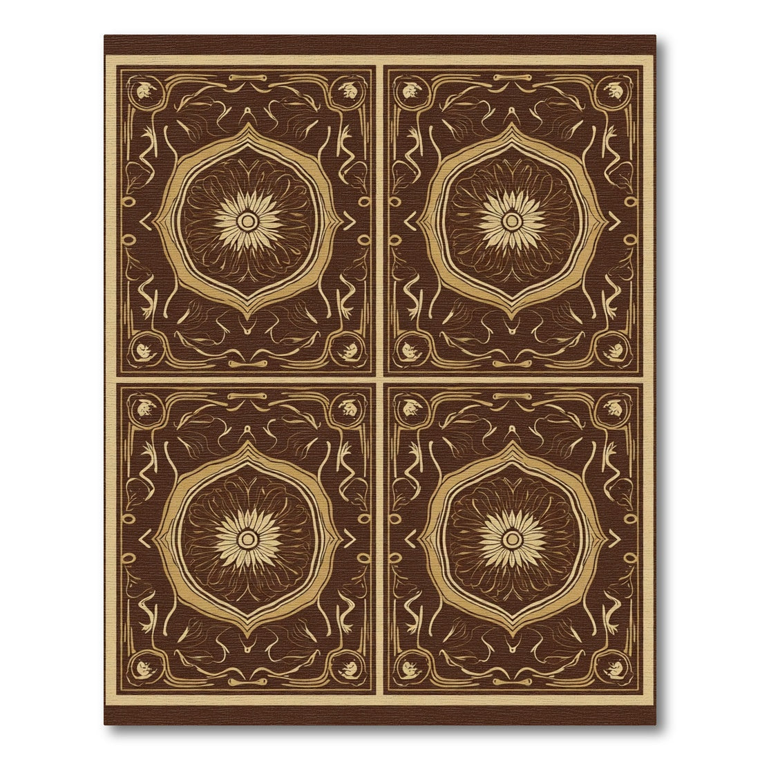 Vintage Earthy Tone Floral Medallion Rug