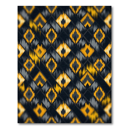 Black Geometric Yellow Diamond Inlay Rug