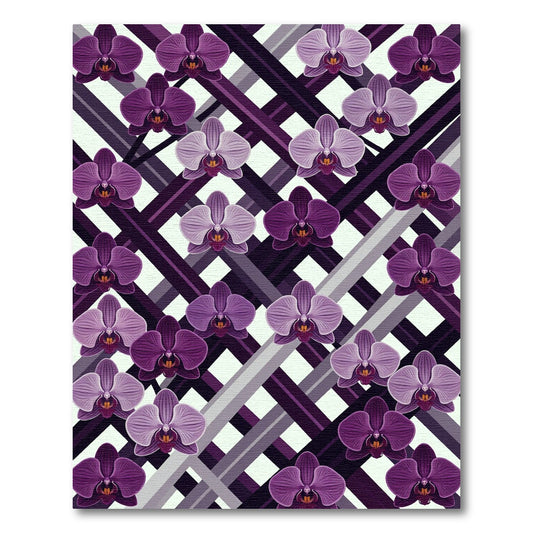 Plum Orchid Lattice Diagonal Grid Rug