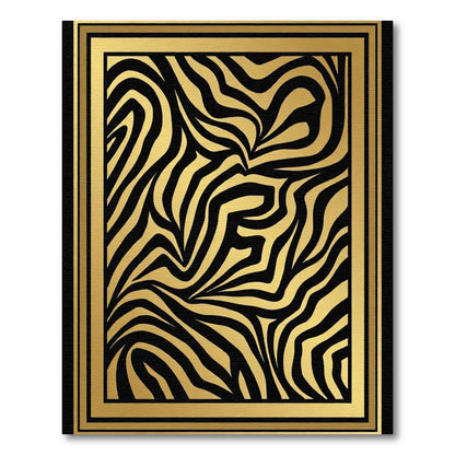 Bold Gold Black Zebra Stripe Rug