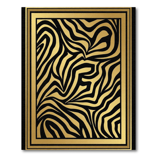 Bold Gold Black Zebra Stripe Rug
