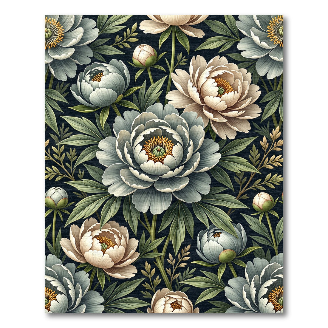 Elegant Sage and Cream Peony Bouquet Rug