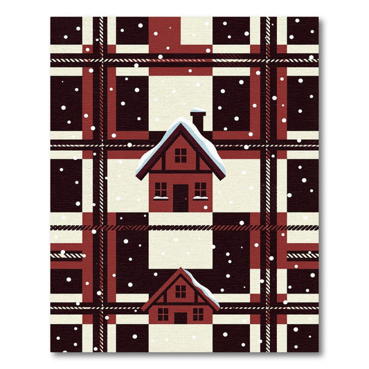 Rustic Red Plaid Snowy Cabin Rug
