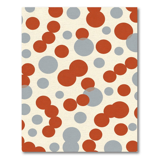 Red Gray Circles Scattered Composition Rug