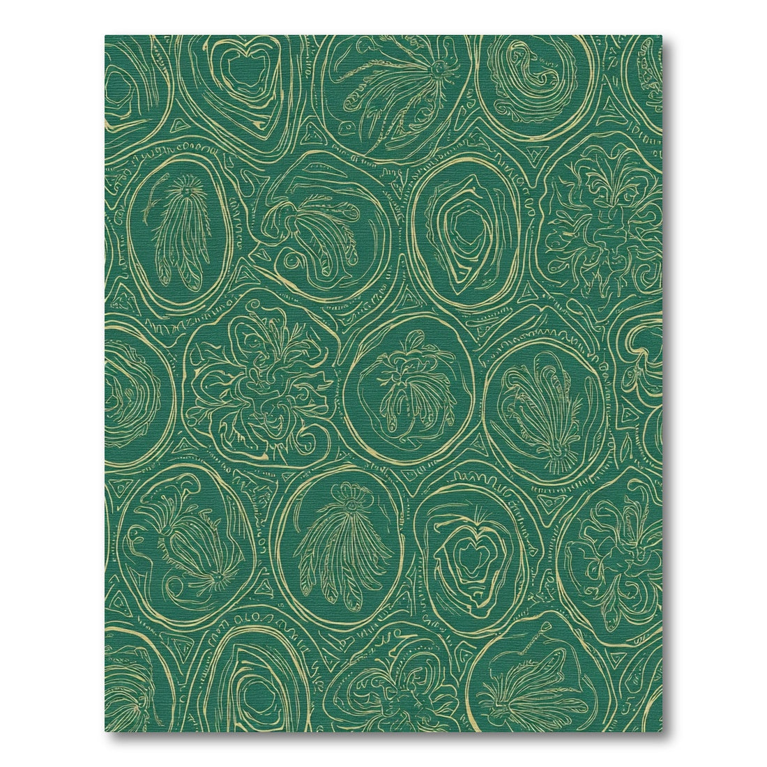 Emerald Golden Oval Botanical Imagery Rug