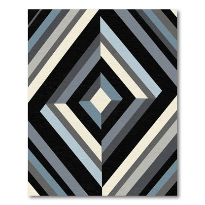 Geometric Monochromatic Diamond Stripe Rug