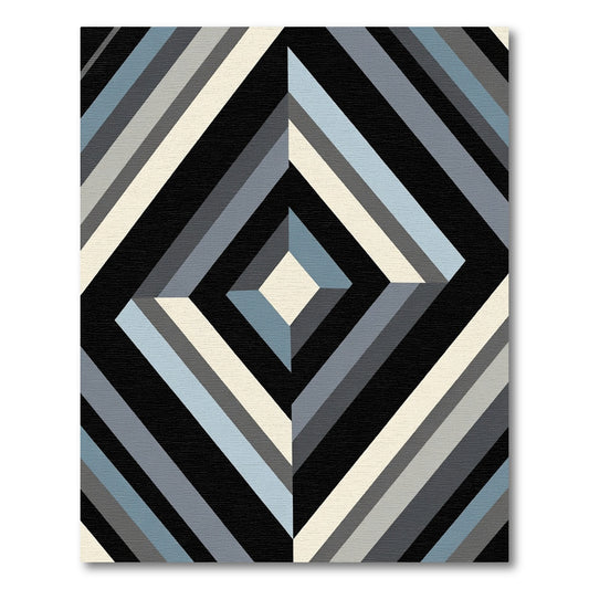 Geometric Monochromatic Diamond Stripe Rug