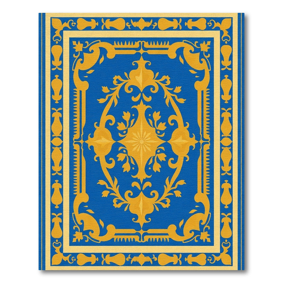 Grand Royal Blue Gold Medallion Rug