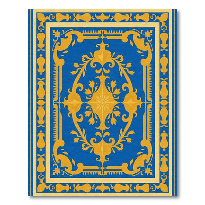 Grand Royal Blue Gold Medallion Rug