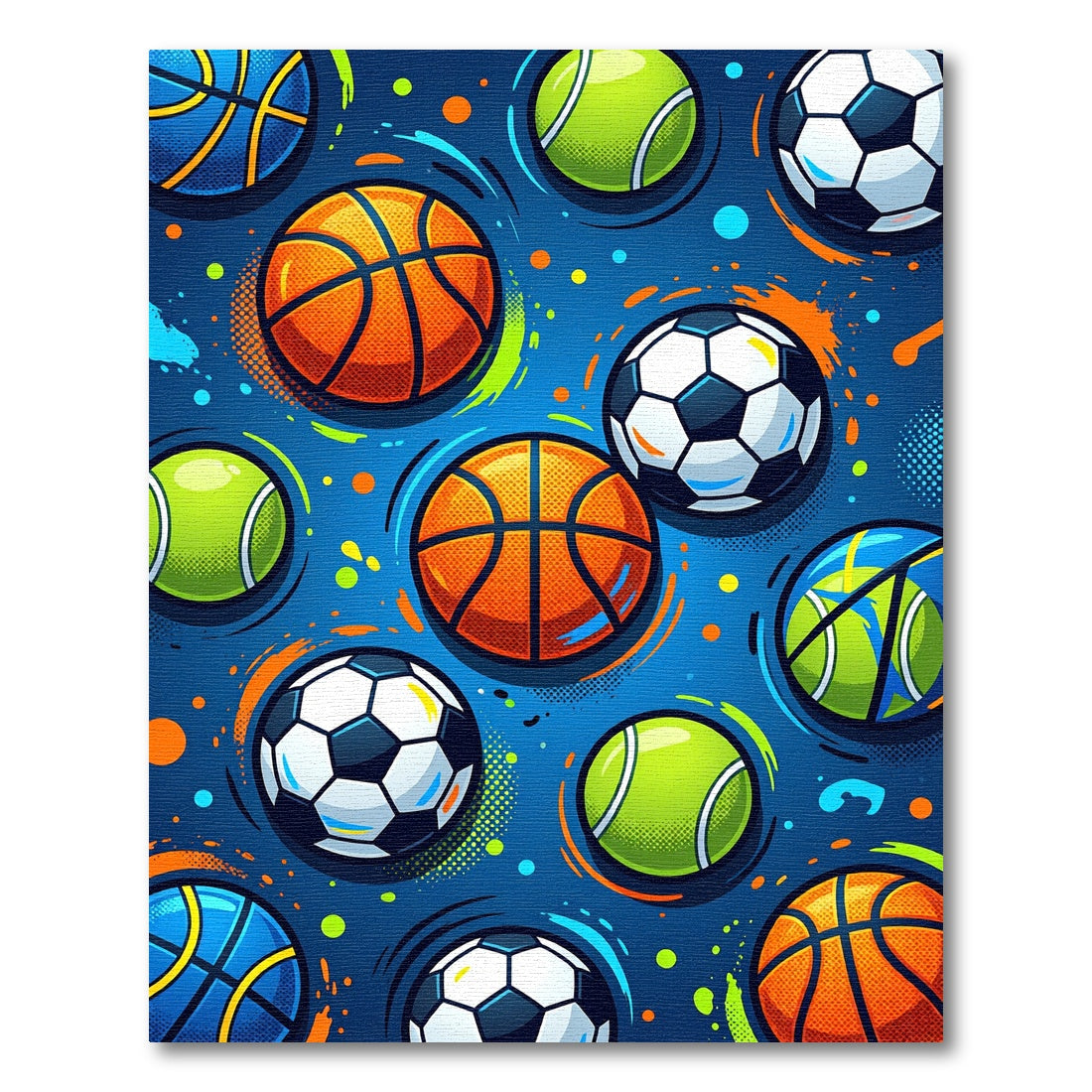 Vibrant Basketball Soccer Tennis Balls Rug 2