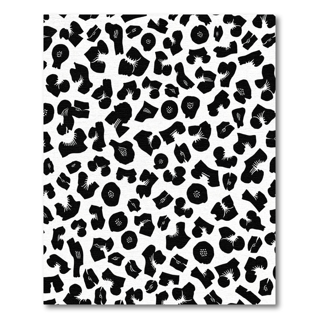 Black White Abstract Floral Scatter Rug